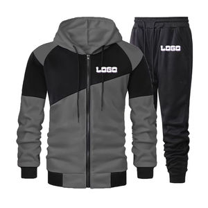 Chándales con Cremallera y Logotipo Personalizado para Hombre, de Alta Calidad, 100% Algodón, Felpa, Casual, Liso, Holgado, Ropa Urbana para Hombre - Product Image 2