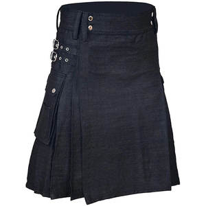 Kilt utilitaire moderne en denim noir pour homme actif, respirant, durable, avec poches cargo – Meilleure vente 2026 - Product Image 3