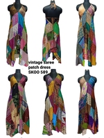 Robe longue sans manches à col en V, style bohème vintage, en rayonne écologique, respirante, lavable, imprimée, tendance estivale, avec doublure en soie