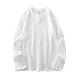 Usine de vêtements personnalisé 250 Gsm T-shirt lourd couleur unie coupe surdimensionnée col rond avec manches longues unies pour hommes - Product Image 2