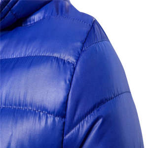 Veste matelassée bleue bulle pour hommes, vêtements d'extérieur d'hiver, fermeture à glissière en toile chaude avec logo personnalisé, taille XL, service OEM, vente en gros - Product Image 6