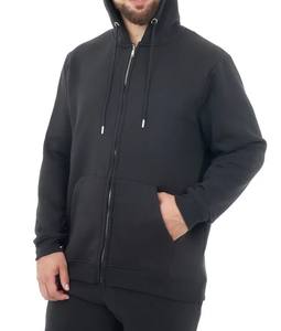 Sweat à capuche à fermeture éclair pour hommes sweat à capuche en polaire chaud d'hiver sweat à capuche d'entraînement athlétique utilisation en plein air tenue décontractée vêtements de sport couleur noire coupe ample - Product Image 1