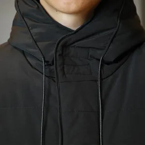 Manteau matelassé en coton personnalisé pour homme, col montant, capuche, coupe-vent, pour l'hiver - Product Image 5