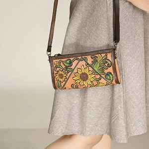 Automne saison femmes bohème en cuir véritable Western pochette nouveau Design Floral Cowgirl gland décoration motif personnalisé - Product Image 5