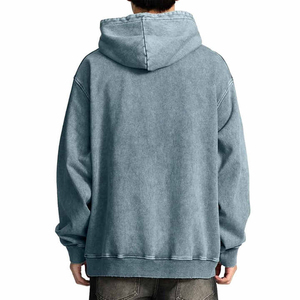 เสื้อฮู้ดดี้ผู้ชายทรงหลวม ไซส์ใหญ่ ผ้าฟอกสีแบบแอซิดวอช ระบายอากาศได้ดี เป็นมิตรกับสิ่งแวดล้อม สำหรับฤดูใบไม้ผลิ  สีและขนาดปรับแต่งได้ พร้อมโลโก้ - Product Image 4