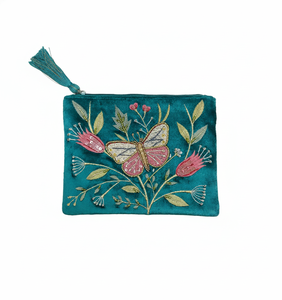 Pochette de rangement portable multifonctionnelle en tissu nylon floral brodé à la main, couleur personnalisée, pour bijoux et maquillage - Product Image 1