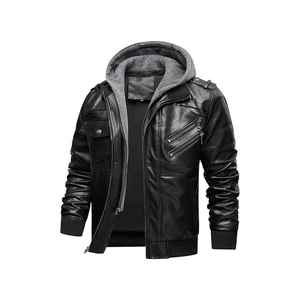 2026 Custom Cowhide <b>Genuine</b> 100% Leather Windproof Cotton <b>Nylon</b> Jacket Zipper Closure Men Leather Jacket - Product Image 5
