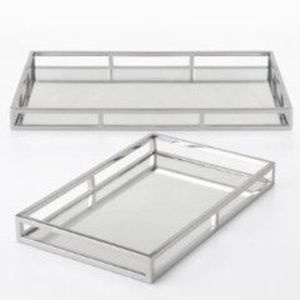 Luxury Gold Mirror <b>Tray</b> Octagonal Metal Decorative <b>Storage</b> <b>Tray</b> Perfume Makeup Jewelry Organizer Home Counter Decor And Display - Product Image 2