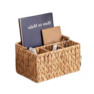 Panier à couverts en jacinthe naturelle pratique à 4 sections avec poignée Porte-couverts en osier pour comptoir - Product Image 1