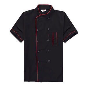 TopTie Unisex manga corta Chef abrigo chaqueta Premium cocina trabajo uniforme hombres mujeres-mezcla de algodón logotipo personalizable al por mayor - Product Image 1