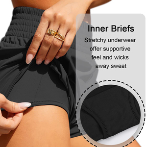 Short femme Double couche taille haute course séchage rapide sportif court Gym élastique entraînement athlétique court pour volley-ball Tennis - Product Image 3