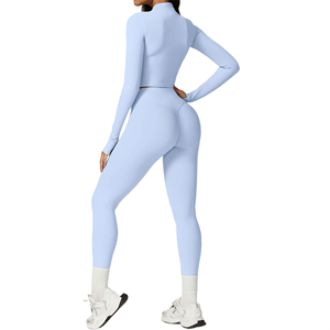 Conjunto de Yoga para Mujer de Nuevo Diseño y Alta Calidad, Secado Rápido y Transpirable, Diseño de Logotipo Personalizado, Patrón Sólido, Cintura Elástica - Product Image 2