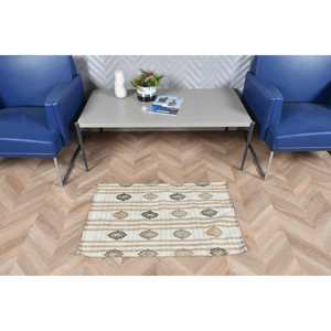 Tapis Kilim turc vintage 2x3 pieds, petit tapis en laine blanc de style sud-ouest - Product Image 2