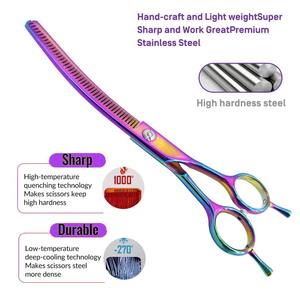 High Quality Custom logo Colorful <b>Dog</b> Straight sharp Thinning <b>Shears</b> 7 Inch Professional <b>Dog</b> Grooming Stainless Steel Scissor - Product Image 5