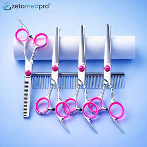 Kit Profesional de Peluquería Canina, Juego de 4 Tijeras de Acero Inoxidable con Mangos Rosados, Peine y Estuche de Transporte - Product Image 6