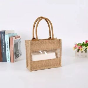 Laxis Brown Jute Tote <b>Bag</b> in Surat Gujarat <b>Medium</b> Size with Cotton Handle 2-5kg Capacity Plain Design for Daily Use <b>Gifts</b> - Product Image 1