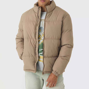 Venta al por mayor abrigo de burbujas Casual acolchado prendas de vestir exteriores de los hombres chaquetas de manga larga con cremallera bolsillo Winer cuello cálido chaqueta acolchada para los hombres - Product Image 6