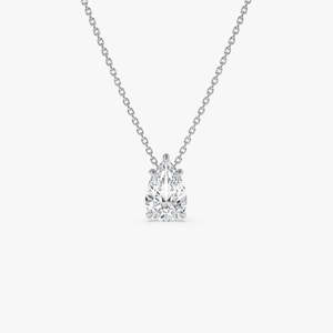 Collier captivant en or 14 carats avec diamant de laboratoire en forme de poire à cinq griffes, 1,25 ct, E-F VS, pour fiançailles, fête, cadeau de joaillerie fine - Product Image 2