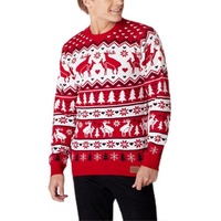 Pull tricoté respirant pour homme, 100% coton, anti-rétrécissement, séchage rapide, motif cerf moche et lettres amusantes, style SWAG, idéal pour Noël, personnalisable en gros