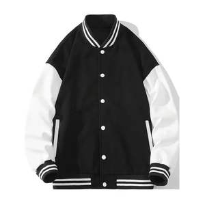 2025 mejor diseño Varsity Baseball Bomber Jacket para hombres mangas de cuero genuino cuerpo de lana lienzo equipo usa chaqueta Top hombre - Product Image 4