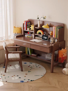 Blue Wood Study <b>Desk</b> with Bookshelf Storage for Kids Bedroom Home Office Furniture Set - Product Image 2