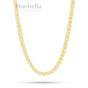 Collar de cadena de tenis amarillo de diamante de moissanita de 5mm chapado en oro de 14 quilates de plata 925 para hombre, producto de gran oferta - Product Image 2