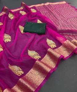 Banarasi Kurta de lino Georgette atractivo: elegancia atemporal para cada ocasión giro moderno en cortinas tradicionales - Product Image 4