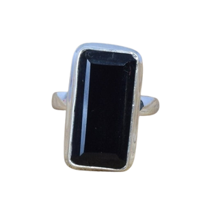 Anillo de estilo bohemio con piedra preciosa de ónix negro natural, Plata de Ley 925 sólida, joyería hecha a mano, chapado en rodio, características de sello 925 - Product Image 1