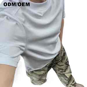 Camisetas de tendencia de moda con logotipo personalizado para hombre en color sólido con cuello redondo y manga corta - Product Image 3