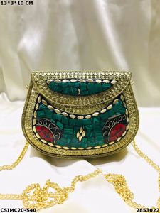 Sac de soirée en mosaïque métallique fait à la main pour dames pochette élégante - Product Image 4