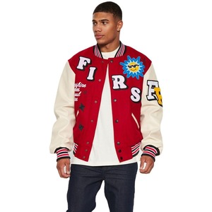 Hiver personnalisé Letterman Varsity Baseball Bomber Jacket manches en cuir véritable laine vestes de corps équipe couleurs Option - Product Image 1