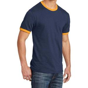 Camiseta Ringer de algodón de media manga para hombre, camisetas de cuello redondo con diseño personalizado y ribete de contraste para ropa de hombre, camisas de talla grande - Product Image 4