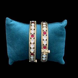 Diseñador tradicional de calidad superior que se puede abrir piedras Kundan Look dos juegos de brazaletes para mujeres ropa de fiesta de boda para niñas - Product Image 1