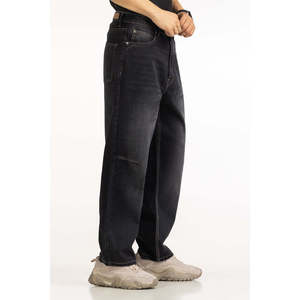 กางเกงยีนส์ทรงหลวม Relax Fit ผ้าฝ้าย 100% เอวสูง สไตล์วินเทจ ฮิปฮอป สีเดนิมเข้มฟอกแบบ Stonewashed พร้อมเทคนิคการฟอกแบบ Washed เหมาะสำหรับฤดูหนาว - Product Image 1