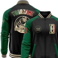 Nouvelle veste bomber varsity bicolore zippée respirante pour homme, taille plus, personnalisée, noire, style vintage, avec drapeau mexicain Kelly.