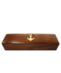 La mejor caja de madera náutica con incrustaciones de latón como Rueda de ancla, barco de peces y decoración de ataúd conmemorativo sólido de delfín - Product Image 3