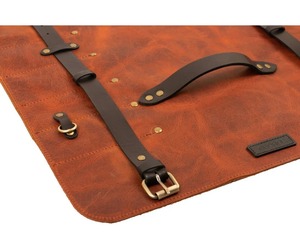 LKR-0027มีดม้วนหนังวัวแท้สำหรับเชฟหนังวัวสีน้ำตาลใช้เดินทางเป็นมิตรกำหนดได้เอง - Product Image 2