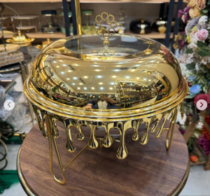 Luxe Floral Pattern Mesa de comedor de lujo Plato de frotamiento Colgante Flores de latón Plata antigua Acero inoxidable Sostenible 3 litros - Product Image 1