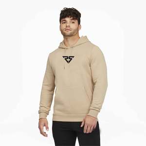 Hoodies Wholesale Customized Embroidered Logo design Premium 100% Cotton Drawstring Plain khaki Oversized <b>Pullover</b> <b>men</b> Hoodies - Product Image 3