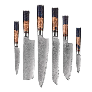 Ensembles de couteaux de cuisine de chef avec manche en bois de résine couteau à viande de cuisine 5 pièces meilleure qualité ensemble de couteaux de chef en acier damas - Product Image 1