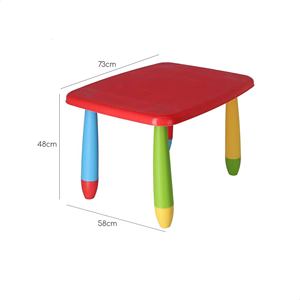 Juego de Muebles Infantiles de Plástico Rojo Resistente, Mesa Rectangular de 73x58x48cm y 2 Sillas de 38x35x67cm para Niños - Product Image 4