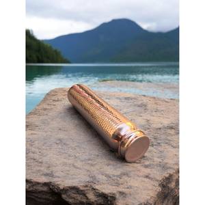 Top Selling Wide <b>Bottle</b> <b>Water</b> Maker High Quality Hammered Pattern Copper <b>Bottle</b> Handicrafts <b>Plastic</b> Drinkware From India - Product Image 3