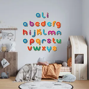 Autocollant mural en lettres de dessin animé mignon, adhésif, art déco pour la chambre de bébé et d'enfants, décoration de salon pour la maison - Product Image 1