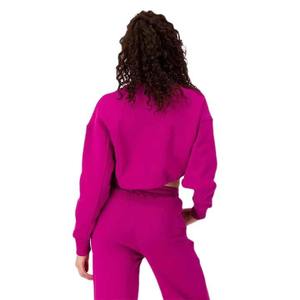 Femmes de haute qualité coton Spandex col zippé en détresse sweats col rond pull court Streetwear pour l'hiver imprimé éponge - Product Image 2
