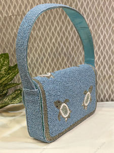 blue tortoise beaded handbag for <b>women</b> Indian fully handcrafted luxury evening bridal party fashion accessory export wholesale - Product Image 3