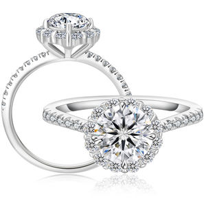 Anillo de Compromiso Vintage de Tres Piedras de Oro Blanco de 18 Quilates Kokan Planet para Mujer, Diamante Cultivado en Laboratorio, Accesorio de Joyería Personalizable - Product Image 4