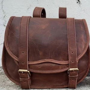 Alforjas de motocicleta de cuero de búfalo genuino Alforjas 2 bolsas laterales en marrón Estilo de moda elegante - Product Image 1