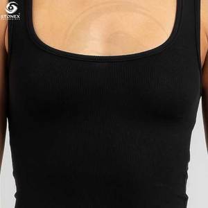 Camiseta sin mangas informal de lino de Color sólido personalizado de fábrica de último diseño 2024 para mujer - Product Image 4