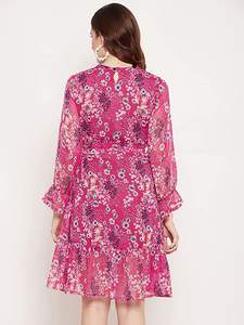Génial concepteur à la recherche parfait Style occidental nouvelle mode femmes robe d'été imprimé fleuri taille haute dames Floral Maxi robe - Product Image 3