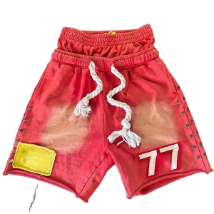 Pantalones cortos de cintura doble personalizados, cordones de algodón, Parche de diamantes de imitación desteñidos por el sol, Material de alta calidad, pantalones cortos hechos para hombres - Product Image 2